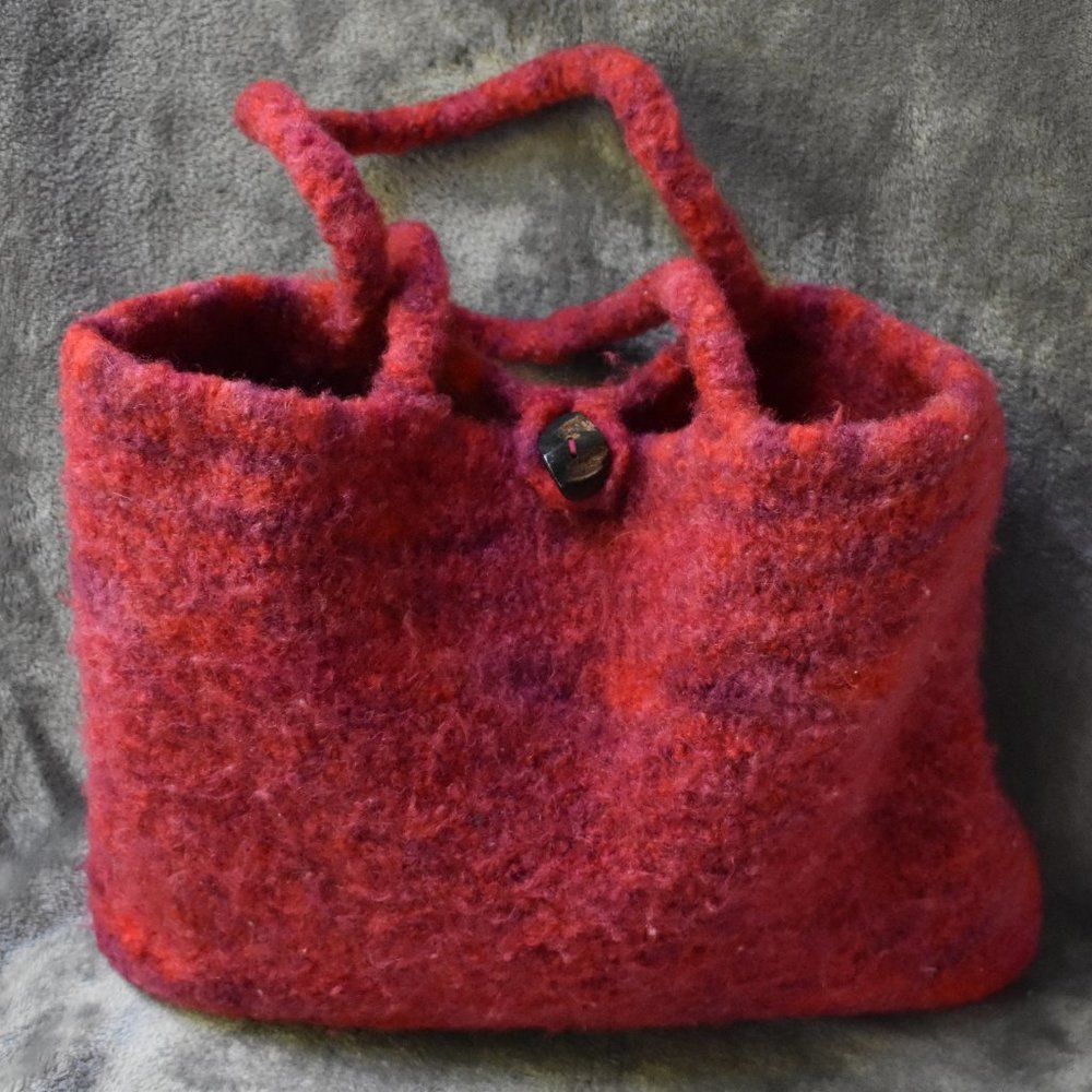 Handmade Wool Felted Knit Purse - Picture 3 of 11